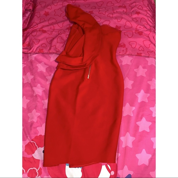 SHEIN One Shoulder Exaggerated Ruffle Trim Split Hem Dress ❤️ - Picture 5 of 8